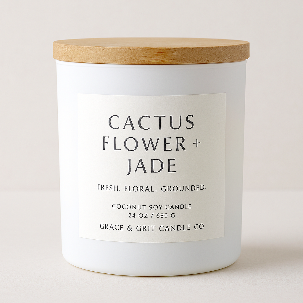 Cactus Flower & Jade 24 oz Frosted White
